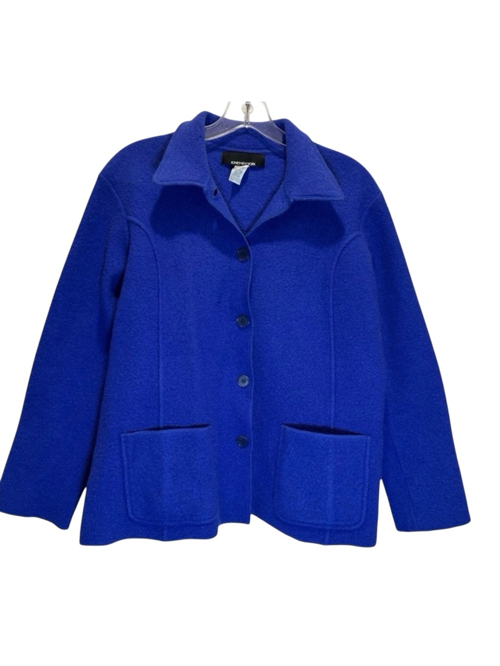 Jones New York Merino Wool Women Cobalt Blue Short Relaxed Fit Jacket - Size XL